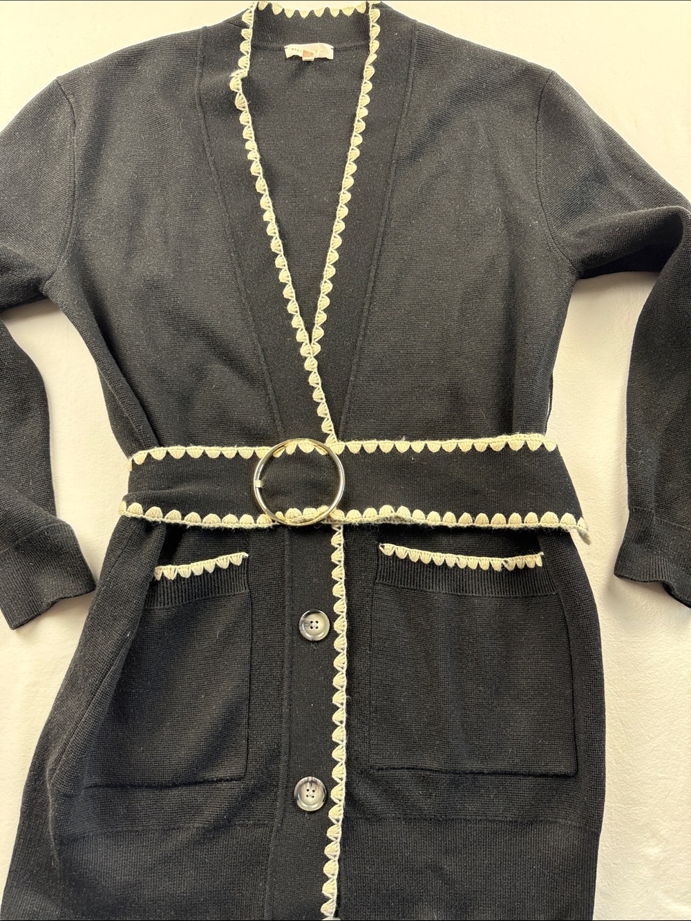 Rebecca Taylor Black Wrapped Knit Cardigan and Belt sz Small